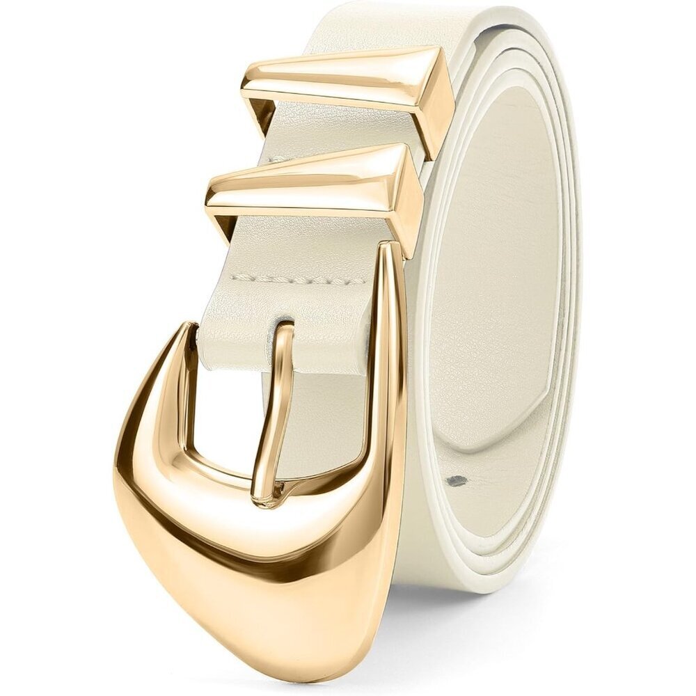 Women's Faux Leather Belt with Gold Buckle for Jeans Dresses Waist 25-51 - Picture 3 of 6